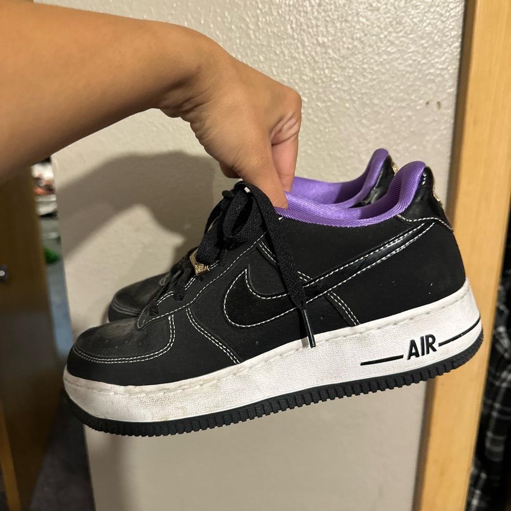Black and White Sneakers with Purple Interior